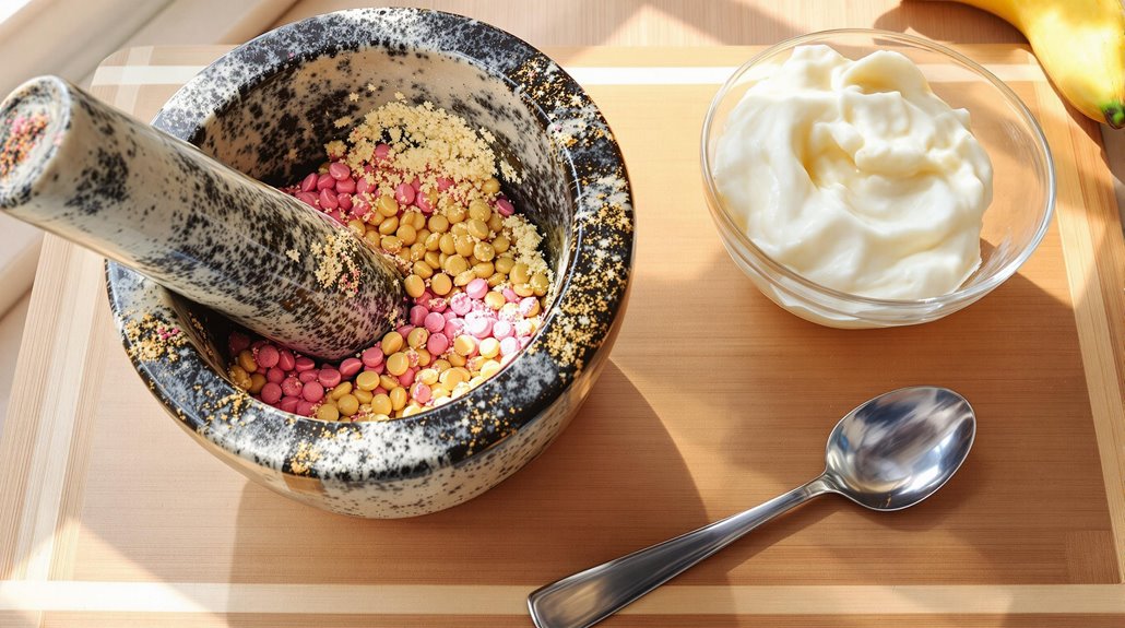 mixing crushed supplement nutrition enhancers