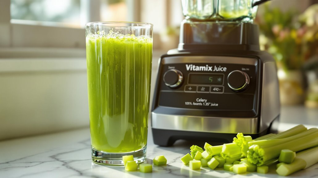 blending celery into nutritious juice
