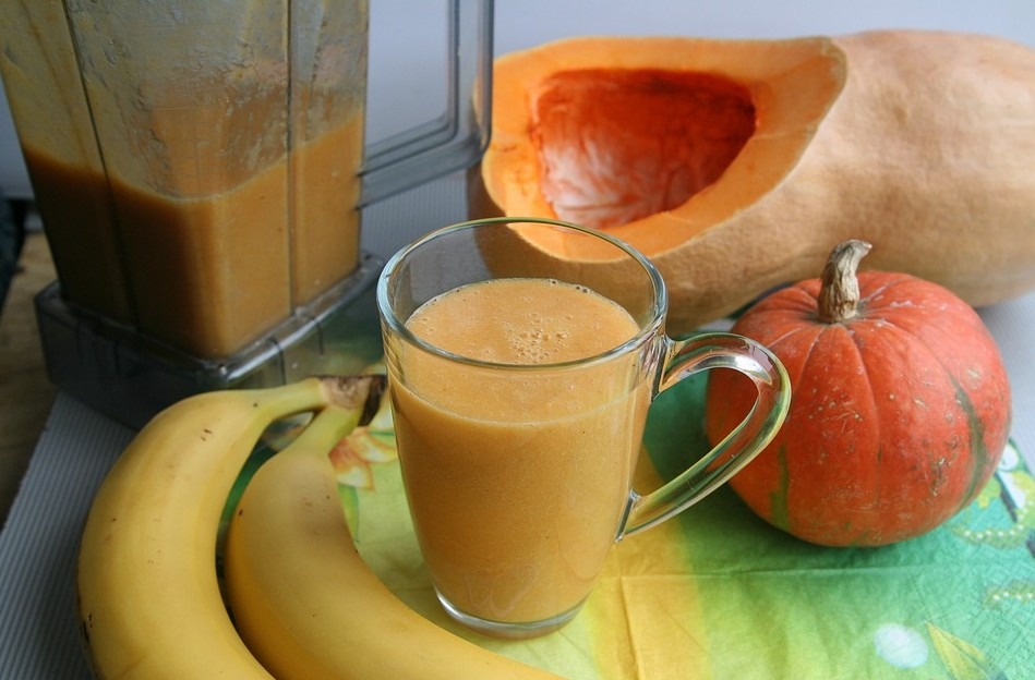 fresh smoothie with banana and pumpkin